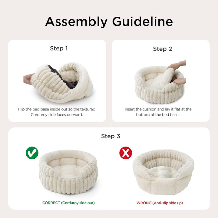 BEDSURE Flauschiges Katzenbett für Wohnungskatzen - 51 x 51 cm kleines rundes Katzenbett, waschbares