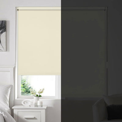 Eurohome Verdunkelungsrollo Thermo Rollo 100x160cm (Stoffbreite 96 cm) Creme Klemmfix ohne Bohren mi