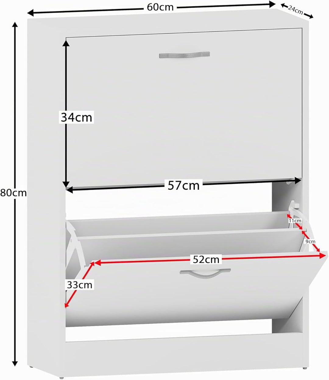 Vida Designs Schuhschrank mit 2 Klappfächern, Aufbewahrung für Schuhe, Organizer, Holzmöbel-Einheit,