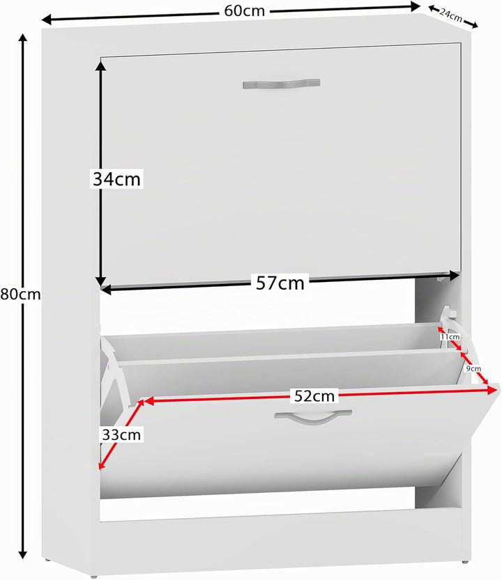 Vida Designs Schuhschrank mit 2 Klappfächern, Aufbewahrung für Schuhe, Organizer, Holzmöbel-Einheit,