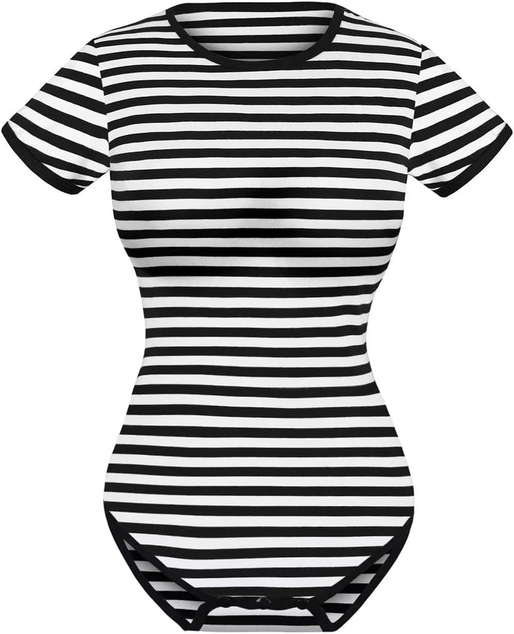 Landofgenie Bodys für Damen Einteiler Bodysuit Jumpsuit Baumwolle Kurzarm Nette Onesie Pyjamas Nacht