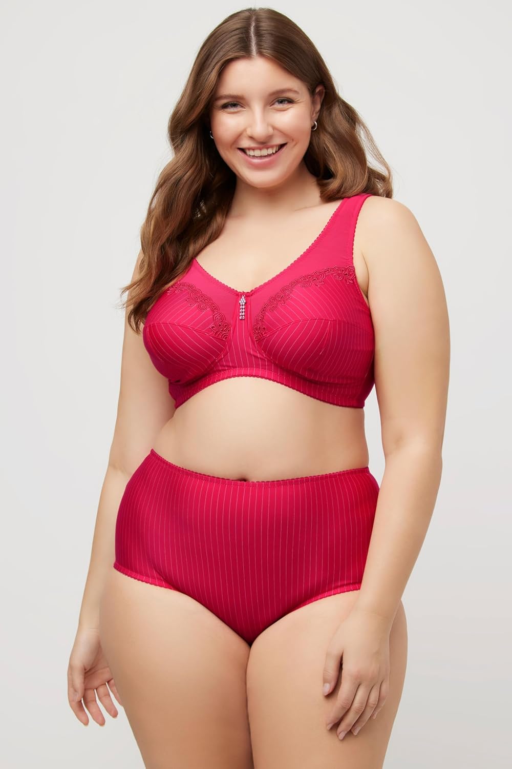 Ulla Popken Damen Entlastungs-BH, Ohne Bügel, Strassanhänger, Cup C - G Bra (1er Pack) 100C Sorbet P