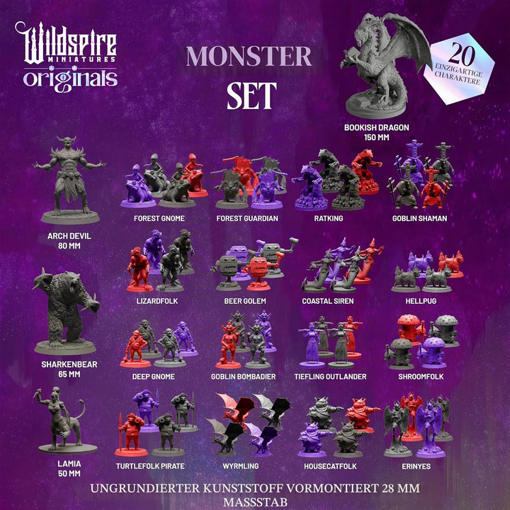 Wildspire Fantasy Miniatures & Bookish Dragon für DND - 28mm-32mm Bulk Dungeons & Dragons Monster Fi
