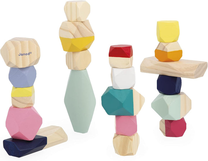 Janod - Bausteine aus Holz - Kollektion Sweet Cocoon - Baby- und Kleinkindspielzeug Farbe auf Wasser