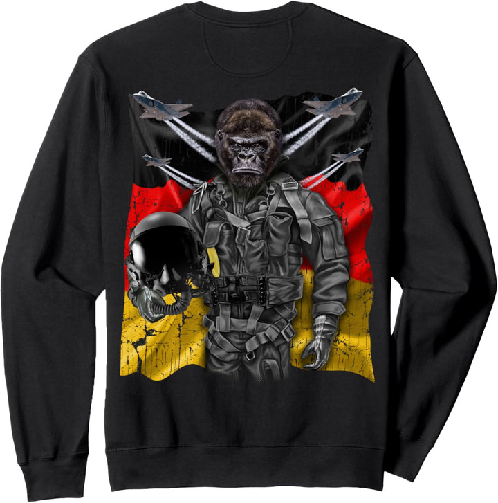 Gorilla als Kampfpilot mit deutscher Flagge Sweatshirt
