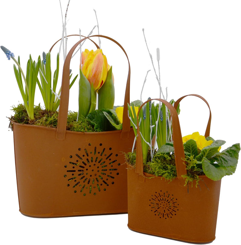 UNUS Garden Handtaschen 2er Set, Gartendeko Rostoptik, Roststecker aus Edelrost Metall, Rost Deko fü