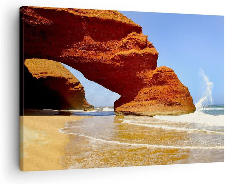 Bilder auf Leinwand Felsen Sandstein Ozean Natur Leinwandbild 70x50cm Wandbilder Dekoration Wohnzimm