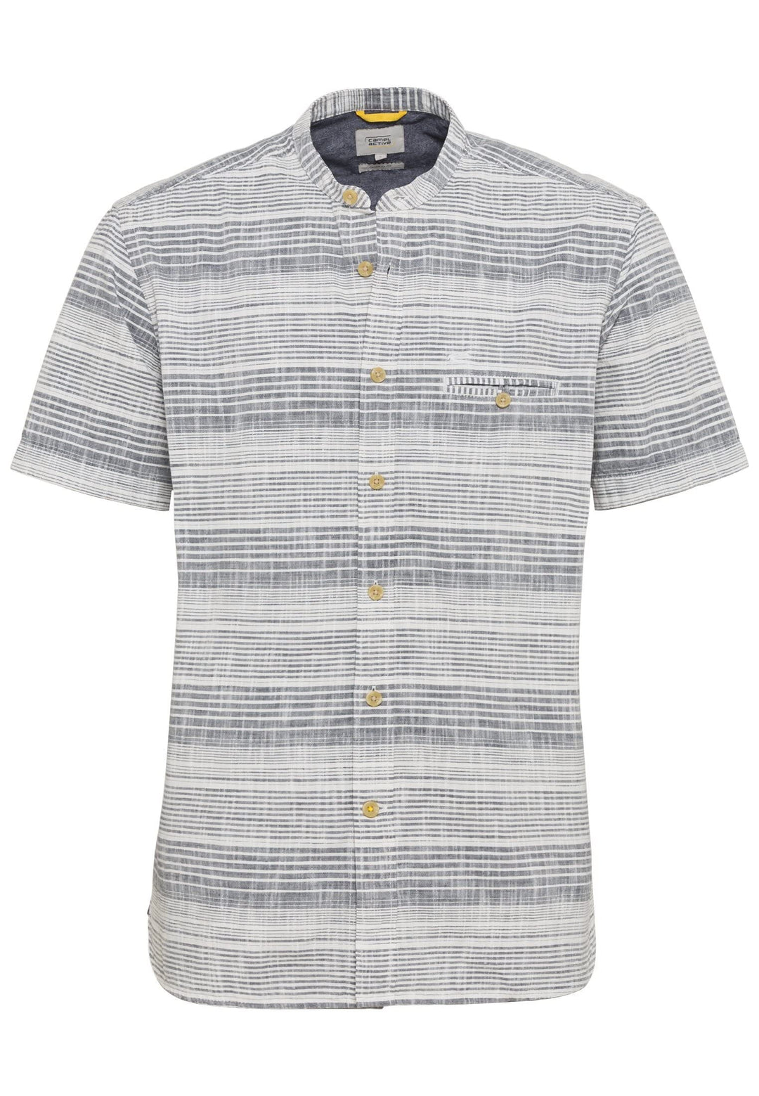 camel active Herren Baumwollhemd mit Stehkragen M Night Blue, M Night Blue