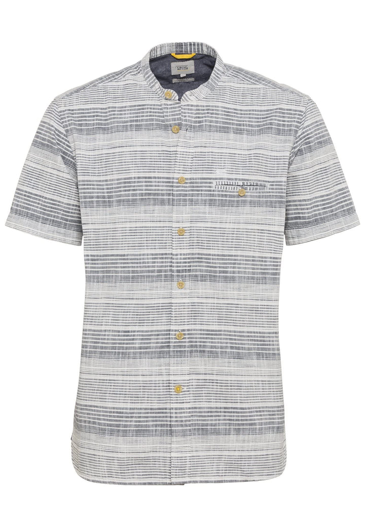 camel active Herren Baumwollhemd mit Stehkragen M Night Blue, M Night Blue