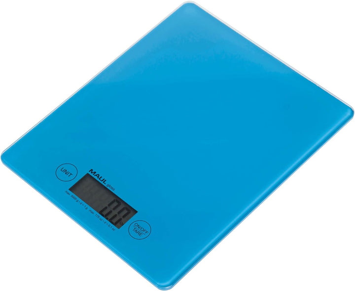 Küchenwaage/Briefwaage MAULgloss, hellblau, 5KG, Glasoberfläche, Hellblau