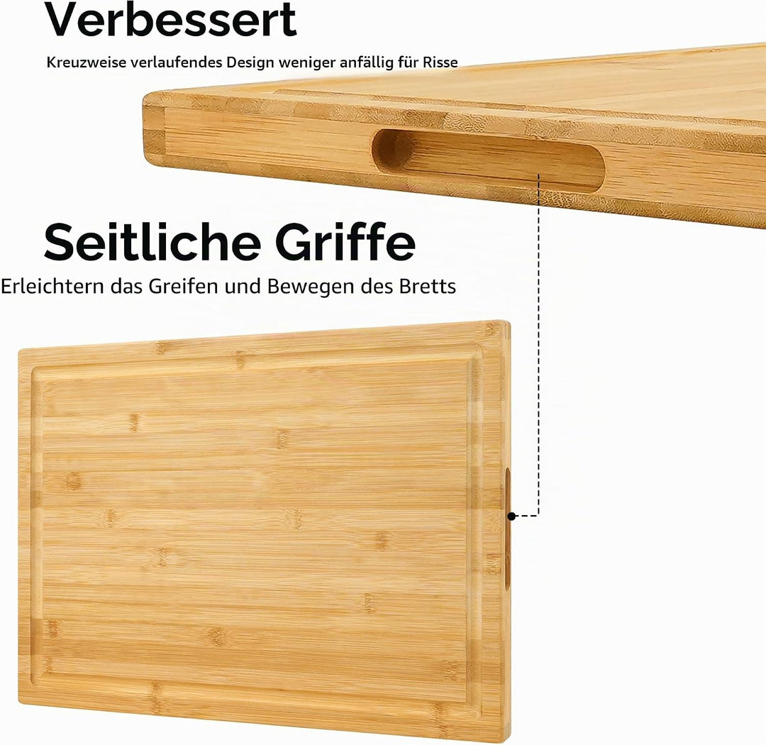 Extra grosses XXXL Bambus-Schneidebrett, 61 x 40.6 x 3.2 cm, zum Schneiden von Truthahn, Fleisch, Ge