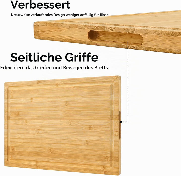 Extra grosses XXXL Bambus-Schneidebrett, 61 x 40.6 x 3.2 cm, zum Schneiden von Truthahn, Fleisch, Ge
