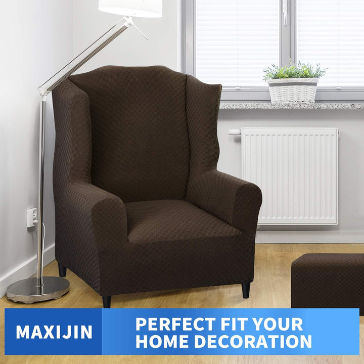 MAXIJIN Elastischer Sesselbezug mit Ohren 1 Stück Jacquard Sofaschutz Kopfstütze Sofabezug Sessel mi