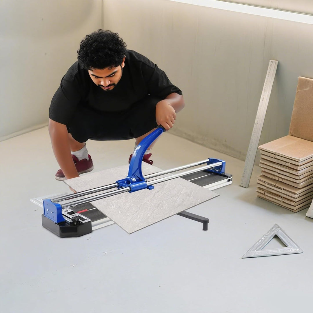 Manuelle Fliesenschneidmaschine mit Transportgriff und Laufräder 800mm Fliesenschneider Doppelschien