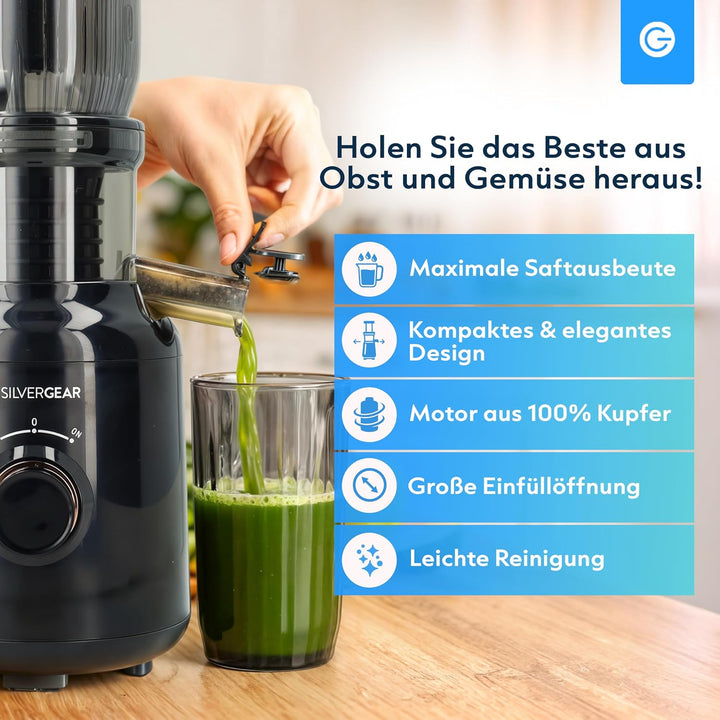 Silvergear® Entsafter | für Obst- und Gemüsesäfte | Saftpresse Elektrisch Leistungsstarker Motor mit