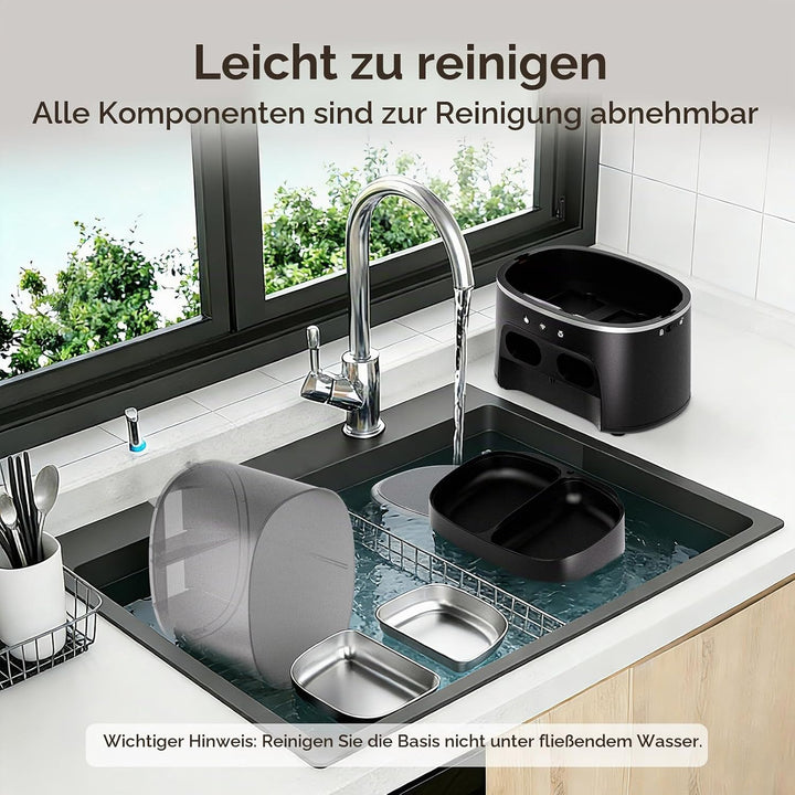Futterautomat Katze, 2 Näpfe automat Katzenfutter mit APP, 8L Doppel Futterspender Katze, 2.4G WiFi