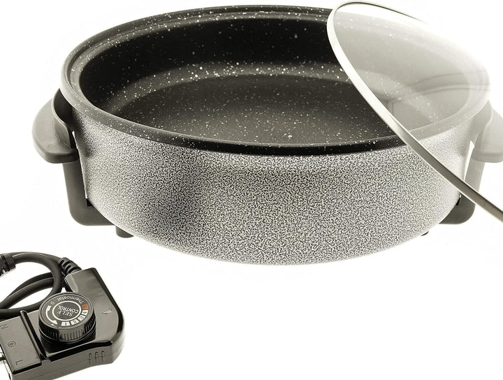 Elektrische Ceramic Pizzapfanne Partypfanne 42x9cm Antihaft Beschichtet 1500 Watt