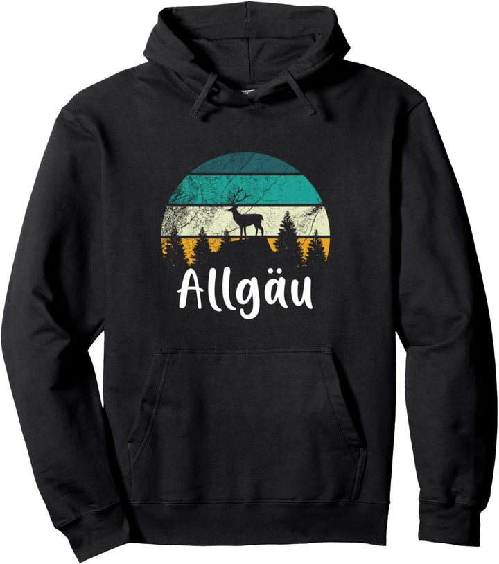 Allgäu Souvenir Heimat Urlaub Berge Wald Hirsch Allgäu Pullover Hoodie
