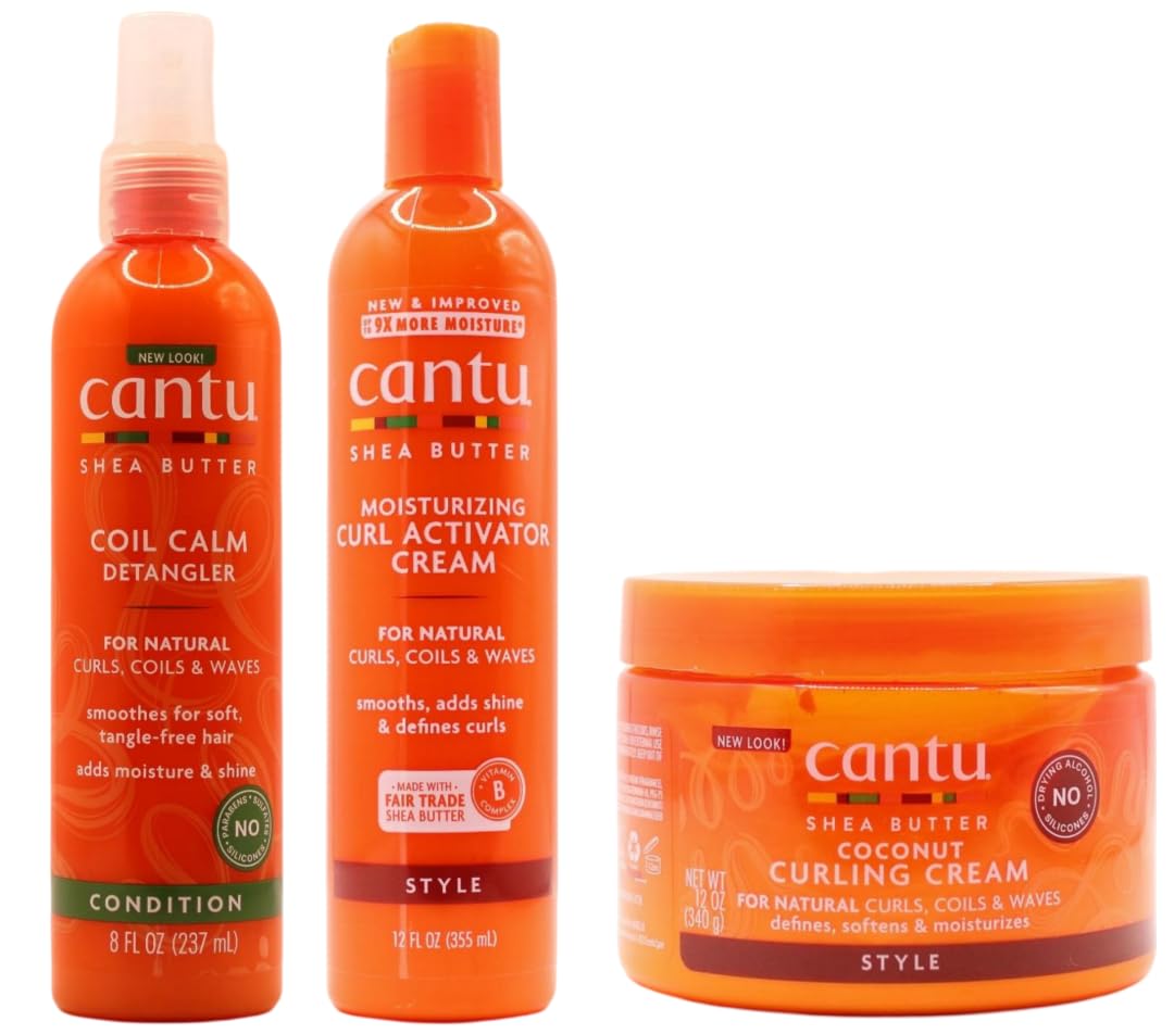 Cantu Curl Control Combo - Feuchtigkeitsspendende Activator Creme 355 Ml, Coconut Curling Cream 340