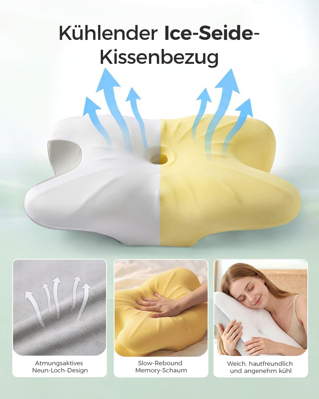 Orthopädisches Nackenkissen aus Memory-Schaum, Ergonomisches Nackenstützkissen für optimalen Schlafk