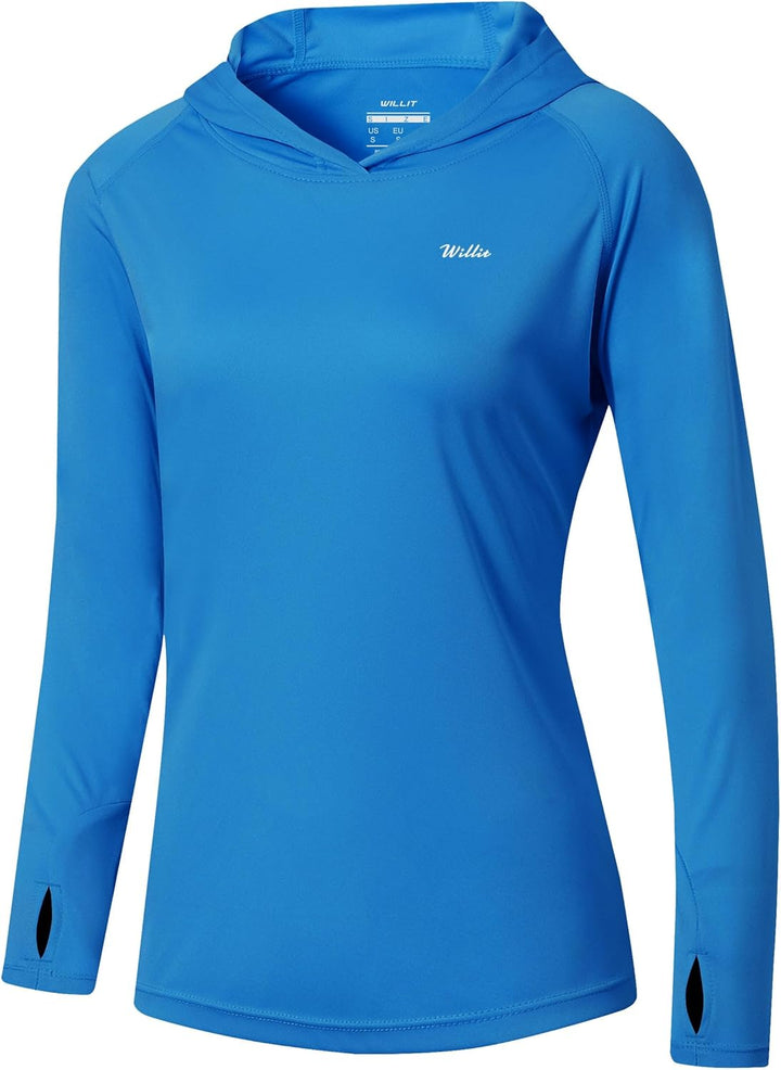 WILLIT Damen Laufshirt UPF 50+ Sonnenschutz Hoodie Sportshirt UV Shirt Langarm Wandern Angeln Outdoo