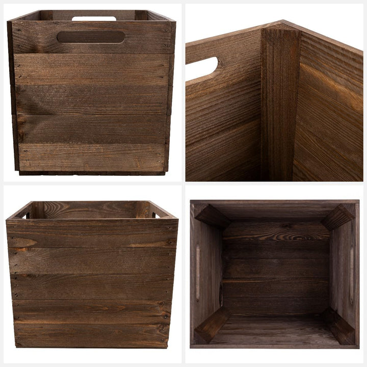 Creative Deco 4 x Holzkiste Wenge passend für Kallax Regal 33 x 37 x 33 cm | Holzbox mit Griffen | G