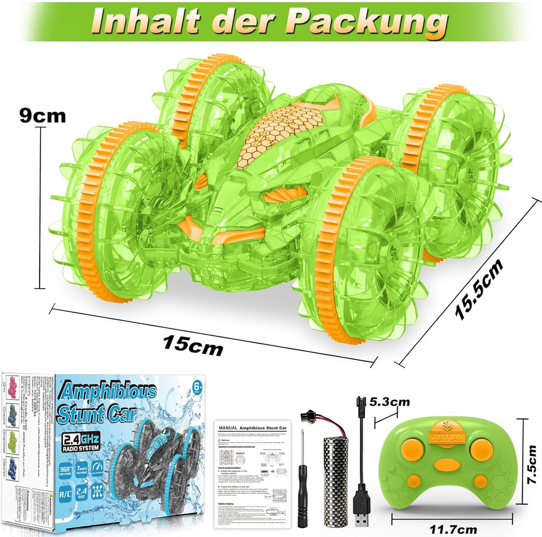 MidiVix Amphibienfahrzeug Ferngesteuertes Auto, 90 Min Spielzeit, 2.4GHz Double-Sided Stunt RC Auto