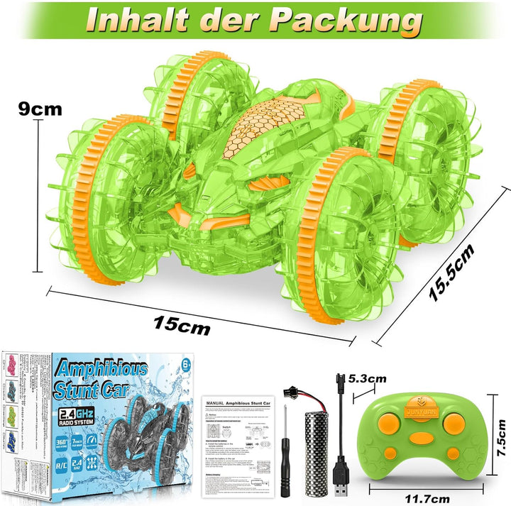 MidiVix Amphibienfahrzeug Ferngesteuertes Auto, 90 Min Spielzeit, 2.4GHz Double-Sided Stunt RC Auto
