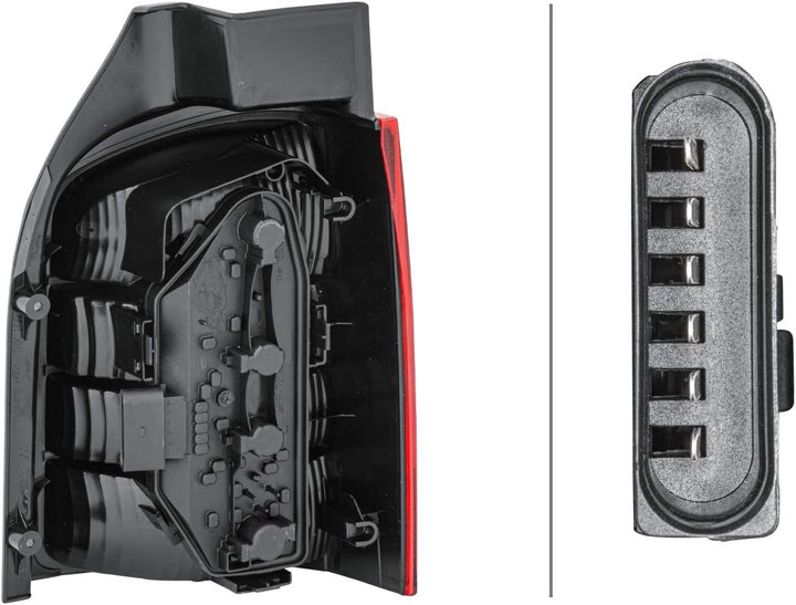 HELLA 2SK 008 579-211 Heckleuchte - Glühlampe - glasklar/rot - links - für u.a. VW T5 Box (7Ha, 7Hh,