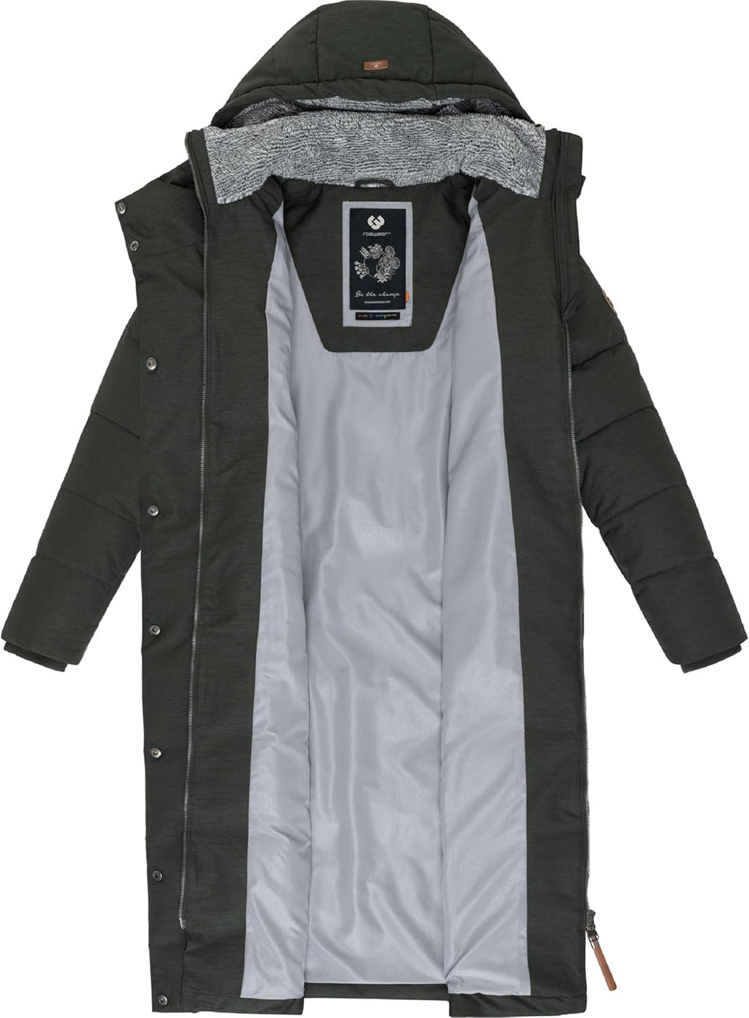 Ragwear Damen atmungsaktiver Wintermantel Warmer wasserdichter Steppmantel lang mit Kapuze Pavla Lon