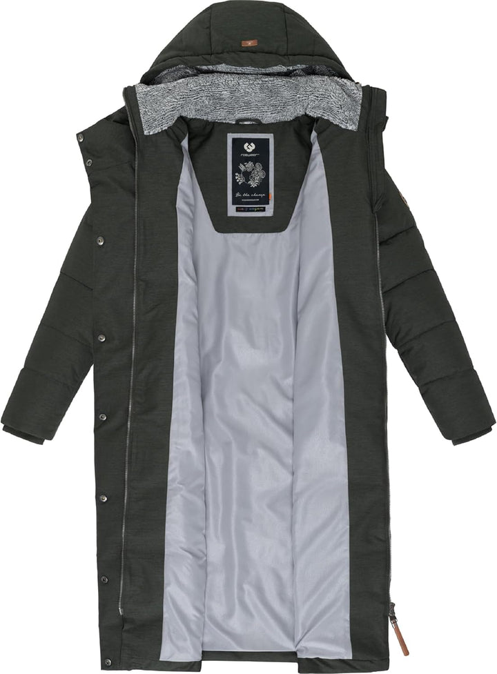 Ragwear Damen atmungsaktiver Wintermantel Warmer wasserdichter Steppmantel lang mit Kapuze Pavla Lon