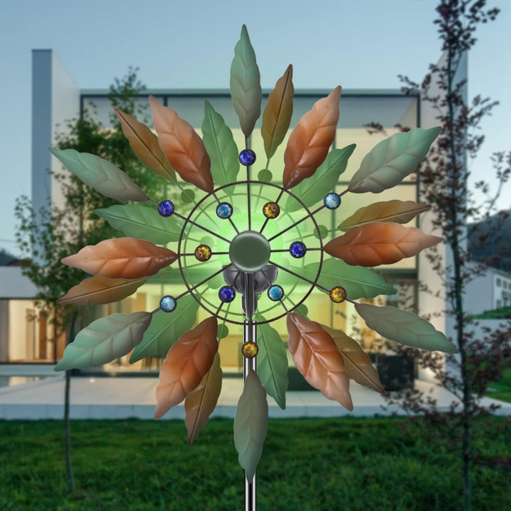Solarbetriebene Windspinner-Skulptur aus Metall für Garten und Terrasse Durchmesser 20,4 Zoll, Durch