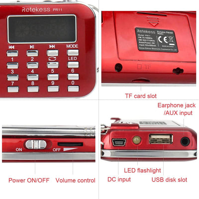 Retekess PR11 Tragbares Radio, FM AM Kleines Radio, Radio Batteriebetrieben, MP3 Player, Taschenlamp