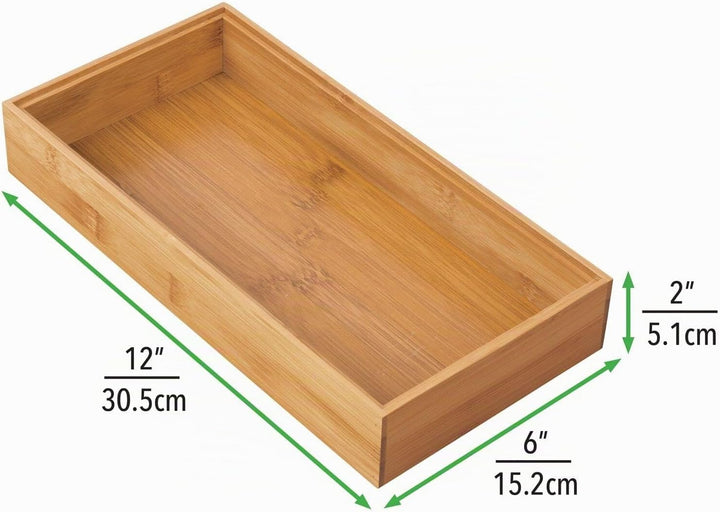 mDesign 4er-Set Aufbewahrungsbox für die Küche – extragrosse Schubladenbox aus Holz – stapelbarer Sc