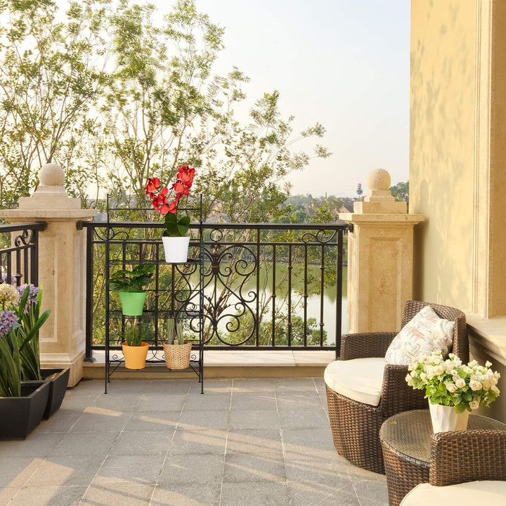 Relaxdays Blumenregal, 3 Ebenen, klappbar, Indoor &amp; Outdoor, Metall, Vintage Pflanzenregal, HBT 100x