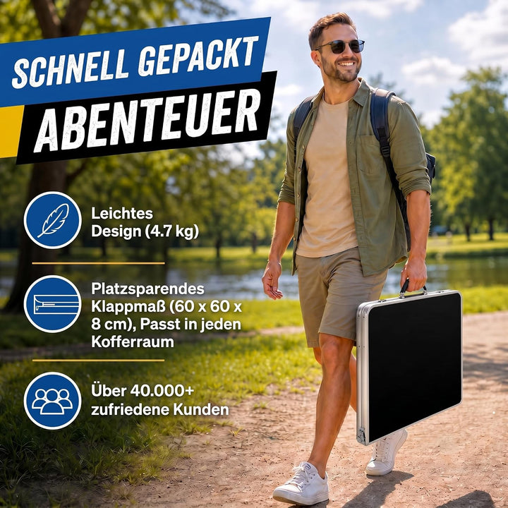 GOODS+GADGETS Klappbarer Multifunktionstisch Mehrzwecktisch Campingtisch Camping-Set Klapptisch Mark