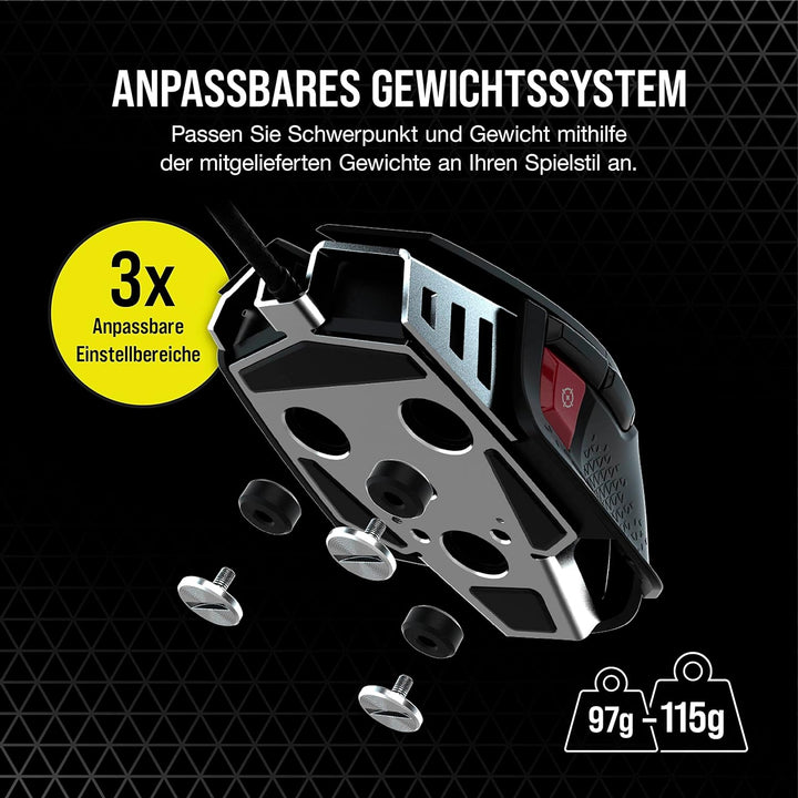 CORSAIR M65 RGB ULTRA Wired Tunable FPS Gaming Mouse - 26.000 DPI - Optische Schalter - Gewichtssyst