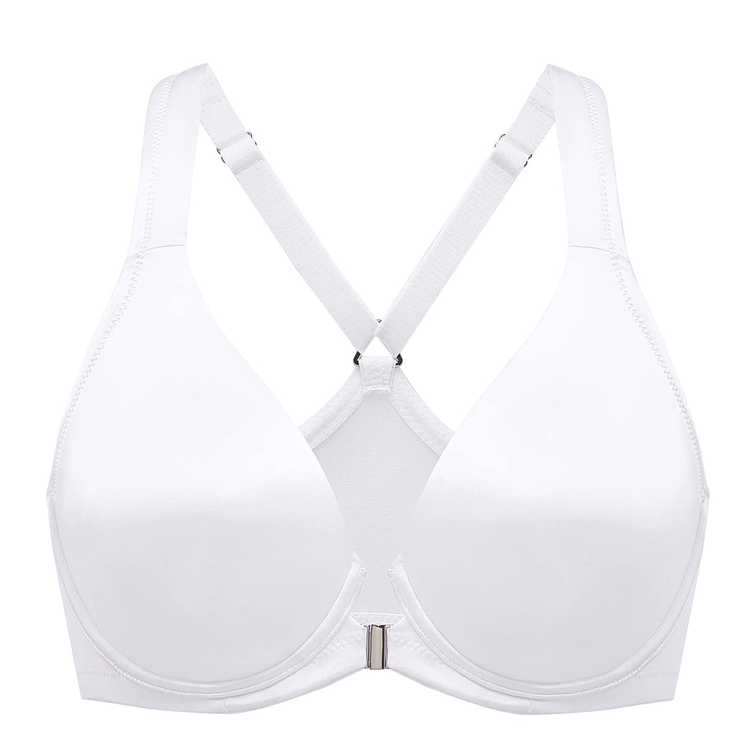 DELIMIRA Damen BH mit Vorderverschluss Seamless Bügel BHS Grosse Brüste Vollschalen Racerback Ungefü