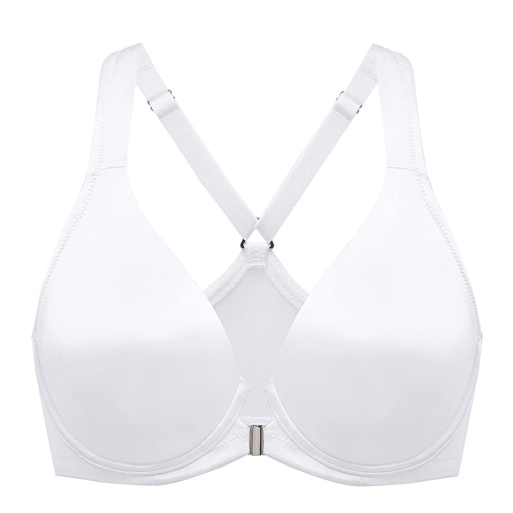 DELIMIRA Damen BH mit Vorderverschluss Seamless Bügel BHS Grosse Brüste Vollschalen Racerback Ungefü