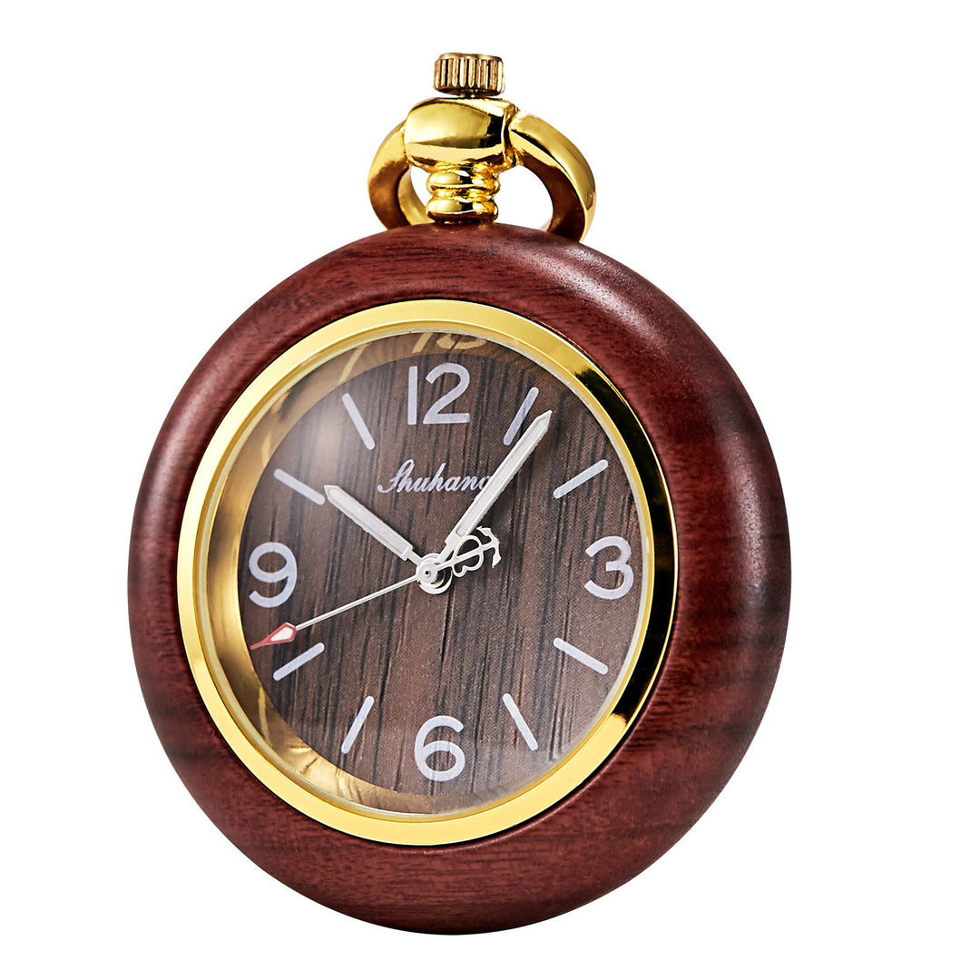 TREEWETO Taschenuhr Antik Holz Holz Damen Herren Quarz Taschenuhren Holz063, Holz063