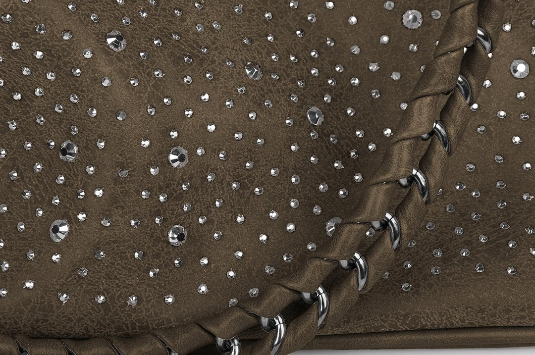 styleBREAKER Handtaschen Set mit Strass Applikation im Sternenhimmel Design, 2 Taschen 02012013 Taup