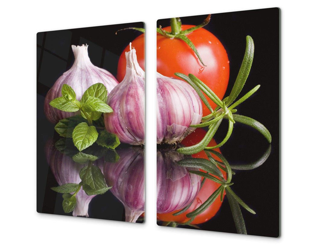 Küchenbrett aus Hartglas und Induktionskochplattenabdeckung – Schneideplatten SINGLE mit 60 x 52 cm