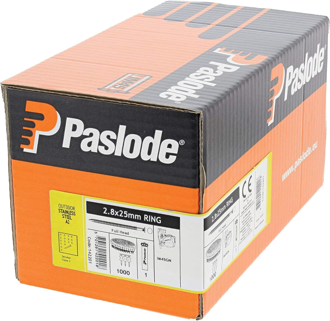 Paslode Impulse Pack - plastmagazinierte Coilnägel - Edelstahl (gerillt) - Ø 2,8 x 25 mm