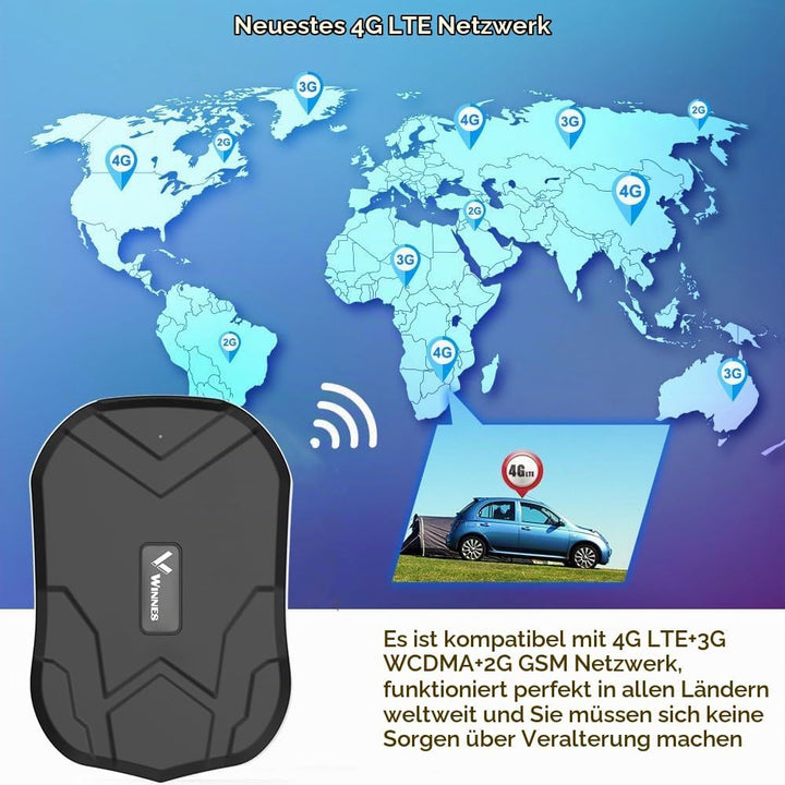 Winnes 4G GPS Tracker Auto Ohne ABO 20000mAh,240 Tage Standby, TK905C GPS Tracker Echtzeit-Ortung mi