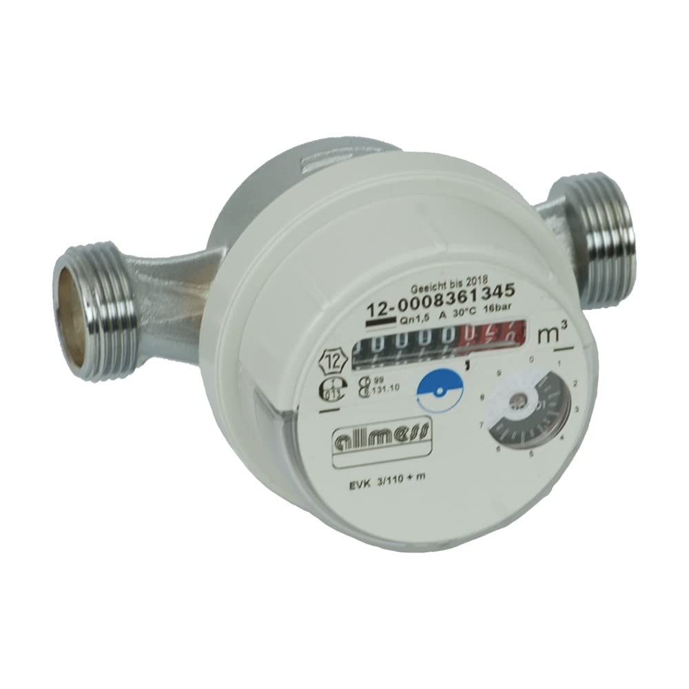 Allmess Aufputz-Wasserzähler Universal EVK 3/110-V TU6 +m,(kalt bis 30°C),3/4""AG