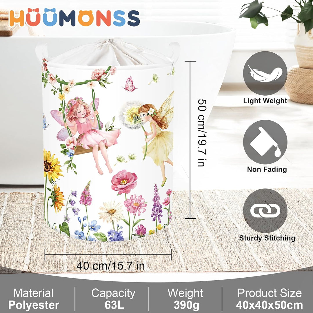 Entzückende Prinzessin Gross Wäschekorb Schmetterling Blume Stoff Aufbewahrungskorb Kleidung Spielze
