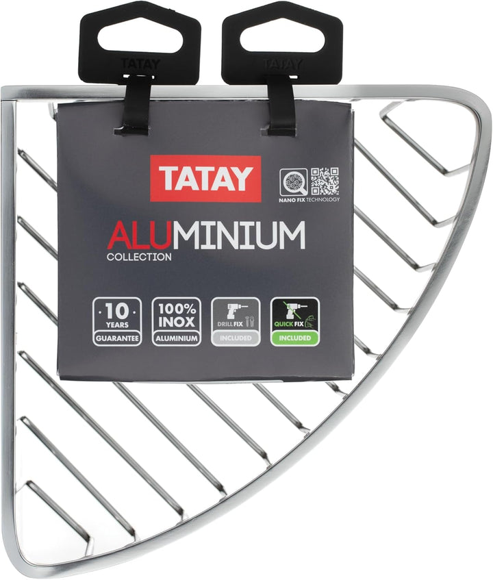 TATAY Duschkorb Ohne Bohren Eckig | Mit Befestigungssystem (Quick Fix) | Belastbar bis 5 kg | 100% R