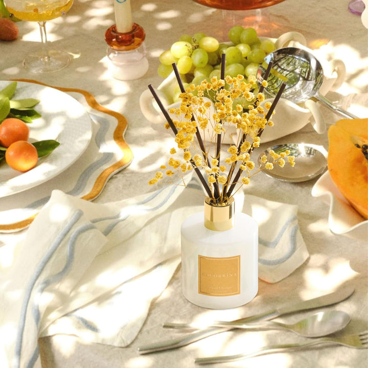 COCORRÍNA Raumduft Reed Diffuser mit 8 Duftstäbchen 200ml, Tuscan Orange, Natürlich, Langanhaltend,