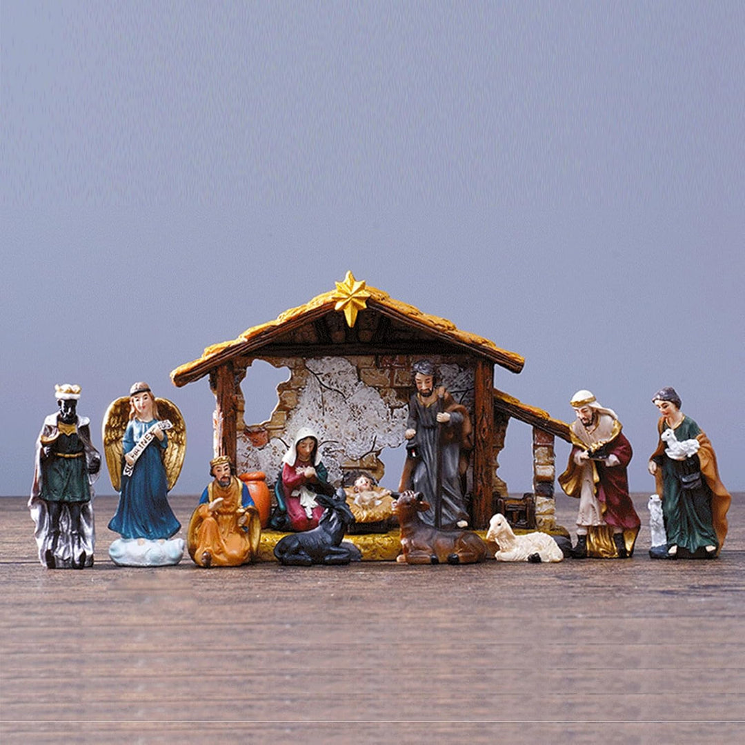 Generisch Krippenfiguren - Klassische Weihnachtskrippe, Religiöse Weihnachtskrippe Figuren Set Für S