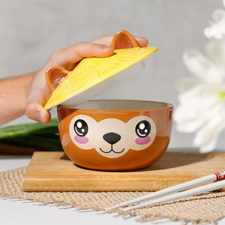 Elbenwald Alpaka Kawaii Schale mit Deckel für Anime Fans Ramen-Bowl Müslischale rundumbedruckt 550 m